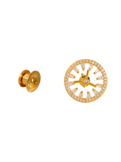 18K gold [pin brooch] Brass Cubic Zirconia Round Minimalist Brooch